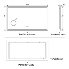 Rozmer zrkadla 120x70cm