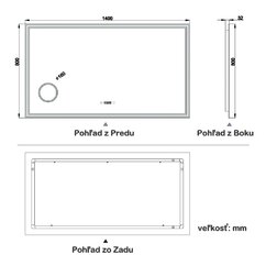Rozmer zrkadla 140x80cm