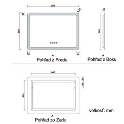 Rozmer zrkadla 70x50 cm